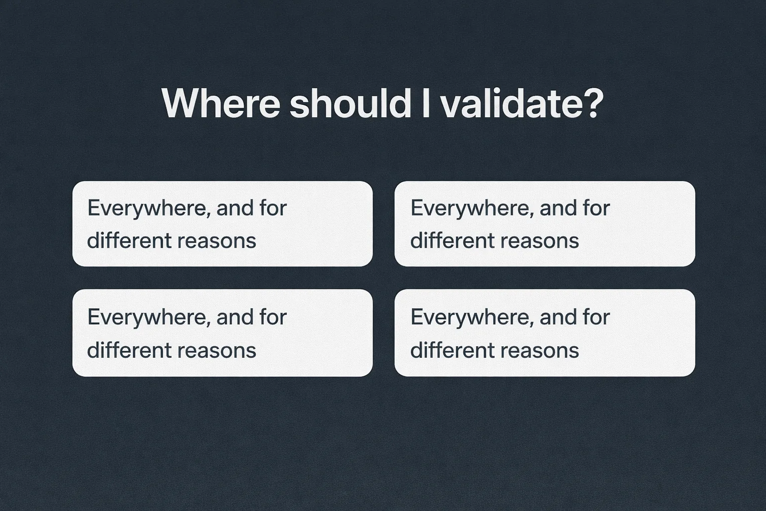 Where should I validate? Everywhere, and for different reasons